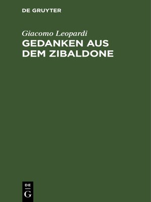 cover image of Gedanken aus dem Zibaldone